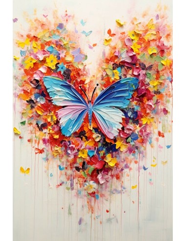 Tableau Papillon Coeur en linge