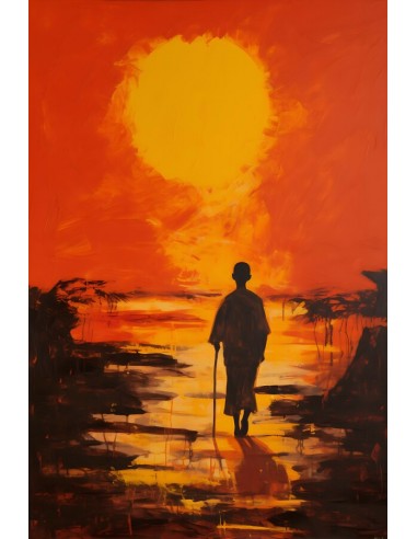 Tableau Coucher de Soleil Africain Pour