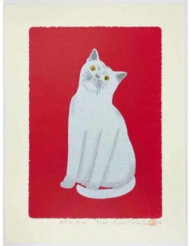 Estampe Japonaise de Nishida Tadashige | Chat blanc Comparez plus de prix