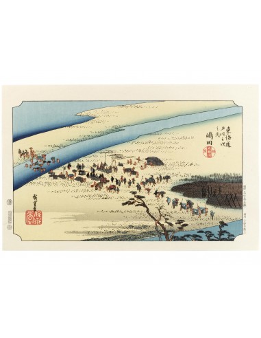 Estampe Japonaise de Hiroshige | Le Grand Tokaido n° 24 Shimada Par le système avancé 