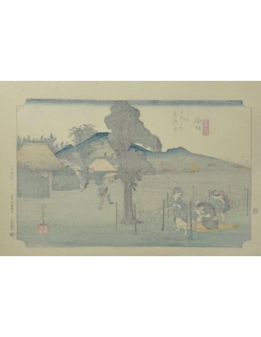 Estampe Japonaise de Hiroshige | Le Grand Tokaido n°51 Minakushi de pas cher